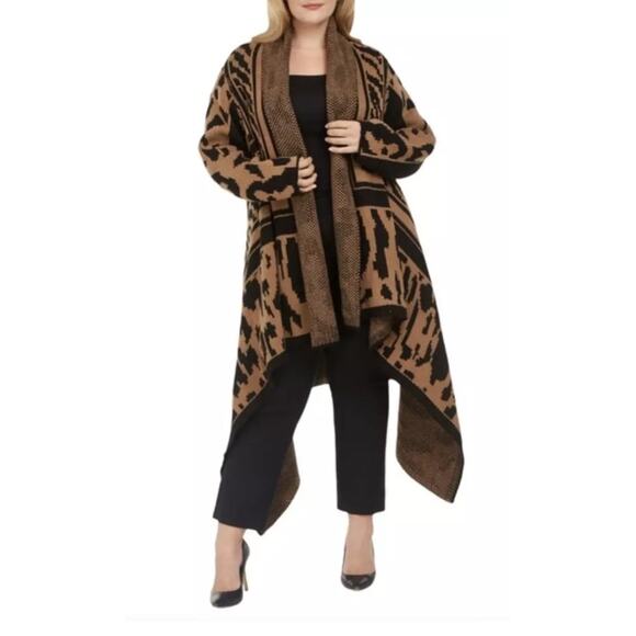Calvin Klein Animal Print Wrap Cardigan sz Large - Picture 1 of 6